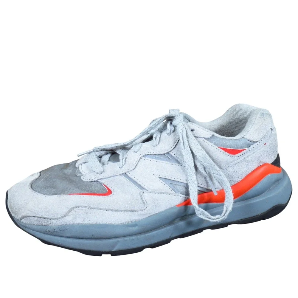 New Balance 57/40 Men Athletic Shoe Size 11.5 Lifestyle Grey Orange Leather‎